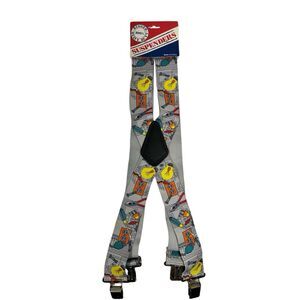 Vintage 80’s Heavy Duty Rugged Electrician Themed Suspenders New Old Stock